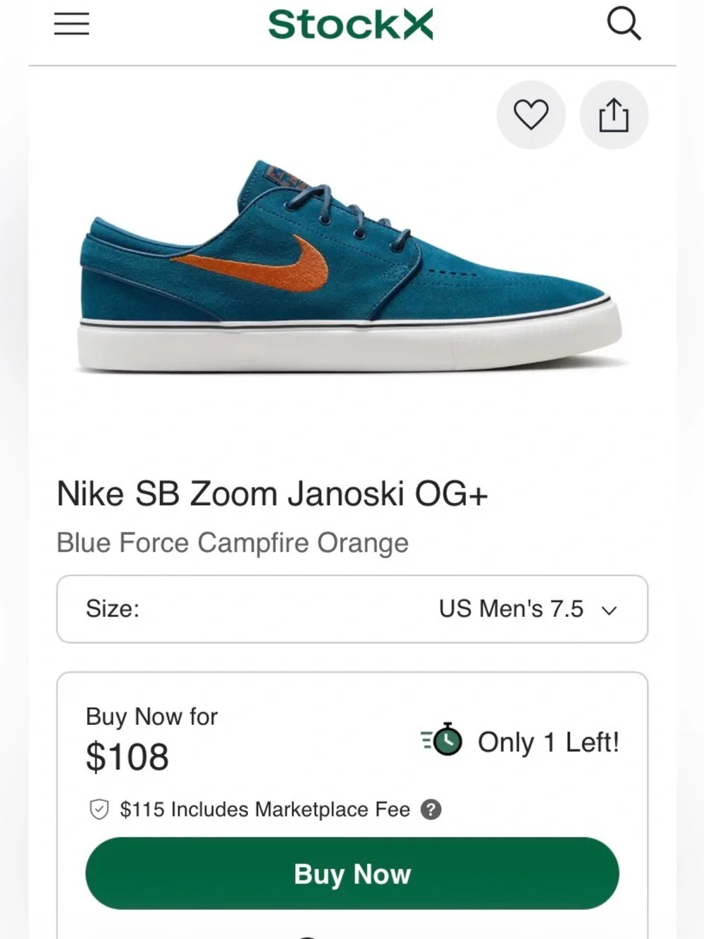 Nike SB Zoom Janoski OG+ Blue Force Campfire Orange